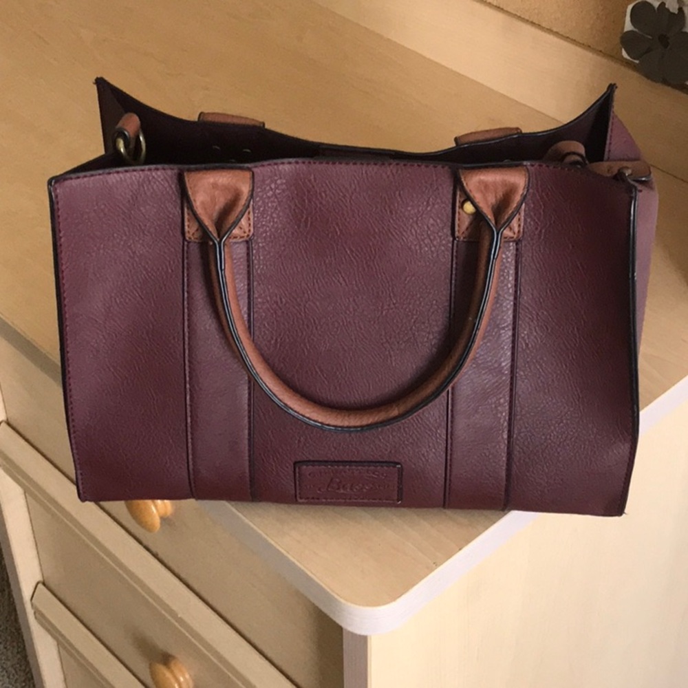 Leather Burgundy Bass Purse (Set of 2)